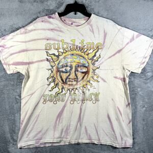 Sublime Shirt Men's XL‎ Tie Dye Tan Purple Sun Logo Graphic Retro Band Punk